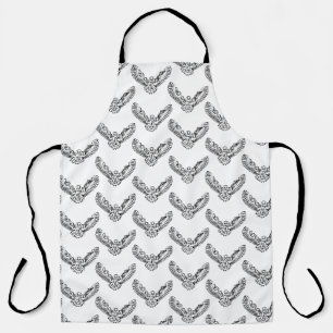 Black and White Tribal Flying Owl Apron