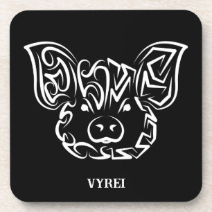 Black and White Tribal Flying Owl Beverage Coaster
