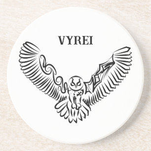 Black and White Tribal Flying Owl Coaster