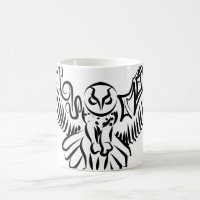 Black and White Tribal Flying Owl