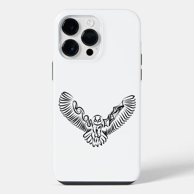 Black and White Tribal Flying Owl iPhone Case (Back)