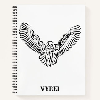 Black and White Tribal Flying Owl Notebook