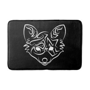 Black and White Tribal Fox Bath Mat