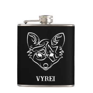 Black and White Tribal Fox Hip Flask