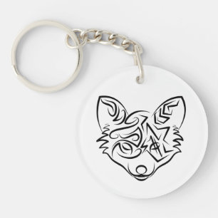 Black and White Tribal Fox Keychain