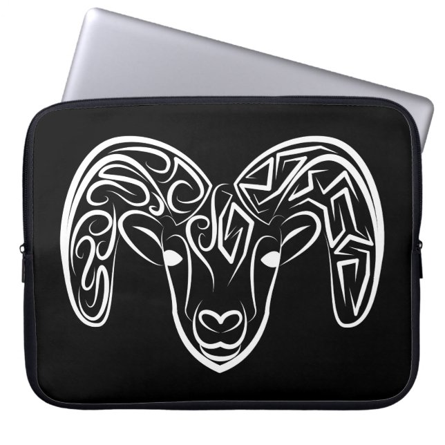 Black and White Tribal Fox Laptop Sleeve (Front)