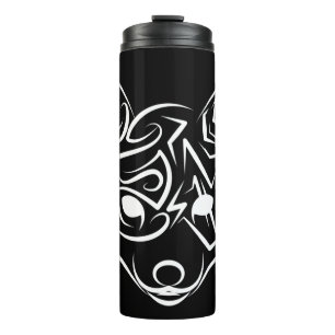Black and White Tribal Fox Thermal Tumbler