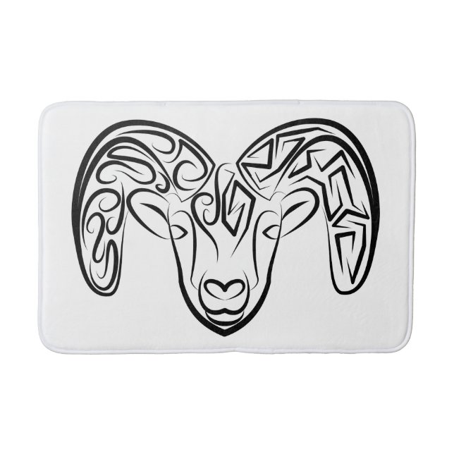 Black and White Tribal Goat / Sheep Bath Mat (Front)