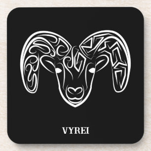 Black and White Tribal Goat / Sheep Coaster