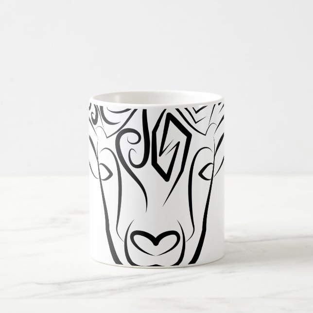 Black and White Tribal Goat / Sheep Coffee Mug (Center)
