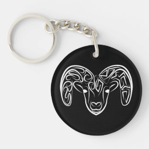Black and White Tribal Goat / Sheep Keychain