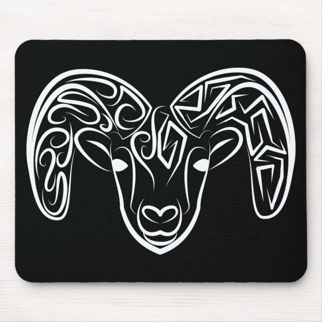 Black and White Tribal Goat / Sheep Mouse Pad (Front)