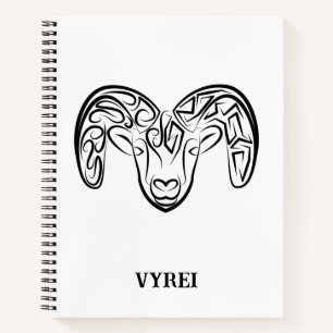 Black and White Tribal Goat / Sheep Notebook