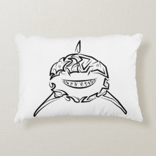 Black and White Tribal Great White Shark Accent Pillow