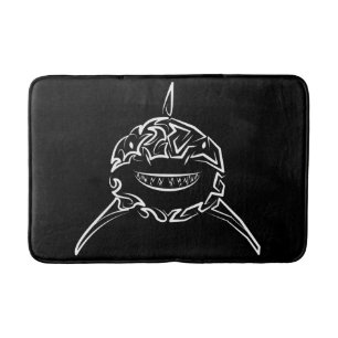 Black and White Tribal Great White Shark Bath Mat