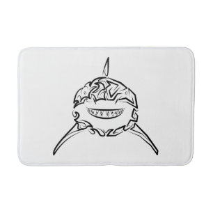 Black and White Tribal Great White Shark Bath Mat