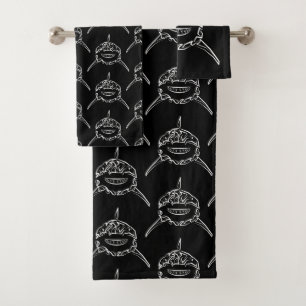 Black and White Tribal Great White Shark Bath Towel Set