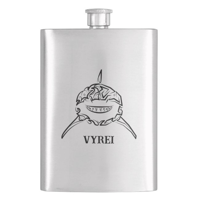 Black and White Tribal Great White Shark Hip Flask (Front)