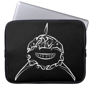 Black and White Tribal Great White Shark Laptop Sleeve