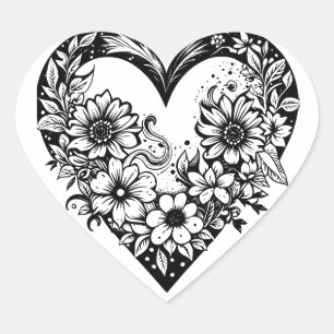 Black and White Tribal Heart Sticker