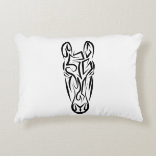 Black and White Tribal Horse Accent Pillow
