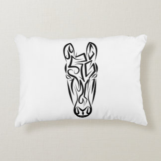 Black and White Tribal Horse Accent Pillow