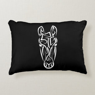 Black and White Tribal Horse Accent Pillow