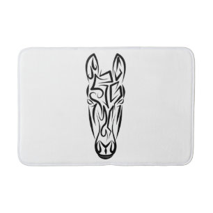 Black and White Tribal Horse Bath Mat
