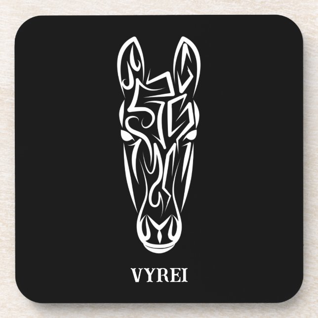 Black and White Tribal Horse Coaster (Front)