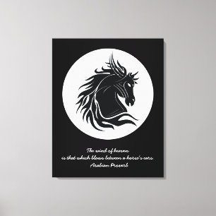 Black and white tribal horse head canvas print