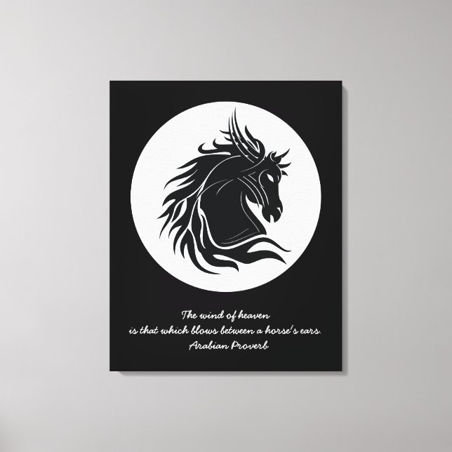 Black and white tribal horse head canvas print (Front)