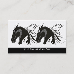 Black and white tribal horse head custom business business card