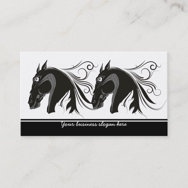 Black and white tribal horse head custom business business card (Front)