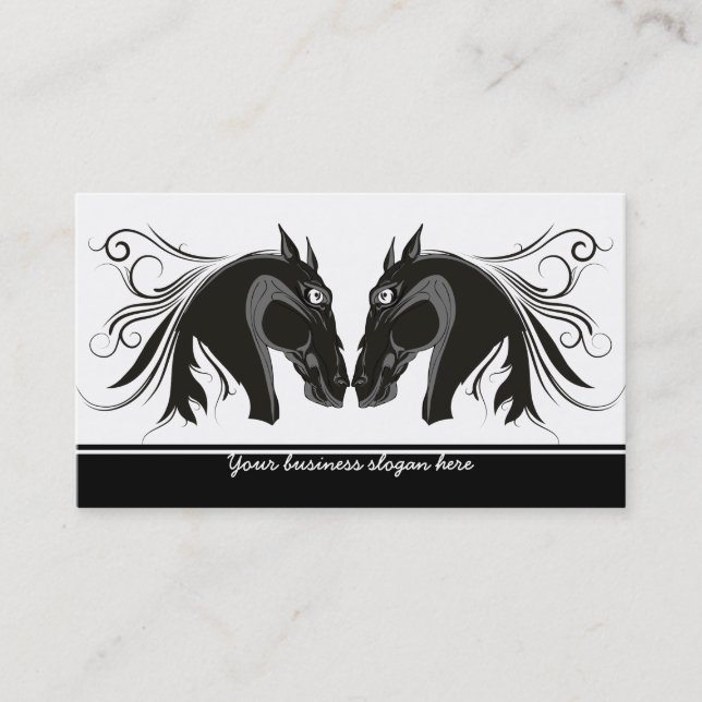 Black and white tribal horse head custom business business card (Front)