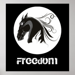 Black and white tribal horse head custom poster