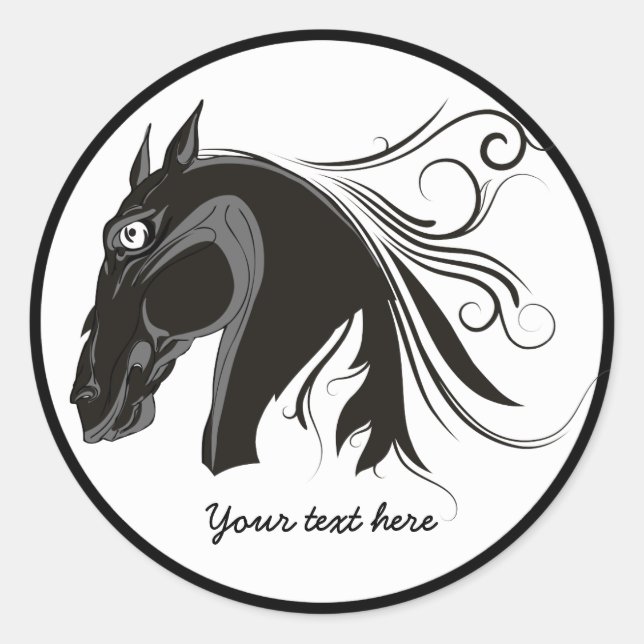 Black and white tribal horse head custom sticker (Front)