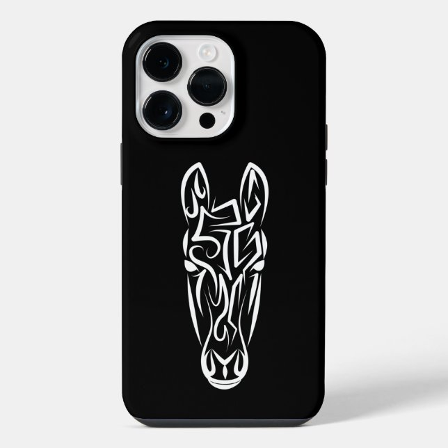 Black and White Tribal Horse iPhone Case (Back)