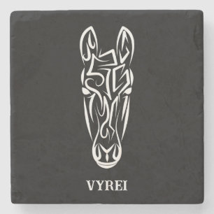 Black and White Tribal Horse Stone Coaster