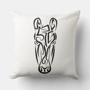 Black and White Tribal Horse Throw Pillow