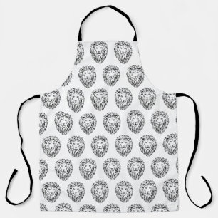 Black and White Tribal Lion Apron