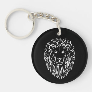 Black and White Tribal Lion Keychain