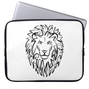 Black and White Tribal Lion Laptop Sleeve