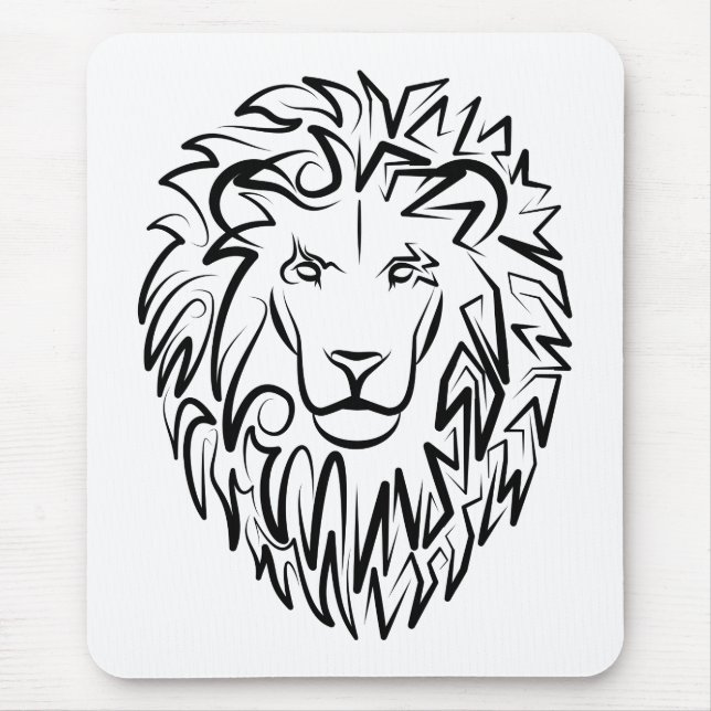 Black and White Tribal Lion Mouse Pad (Front)