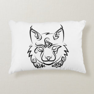 Black and White Tribal Lynx Accent Pillow
