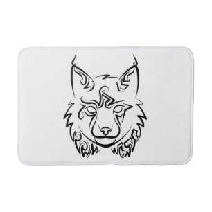 Black and White Tribal Lynx Bath Mat