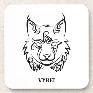 Black and White Tribal Lynx Coaster