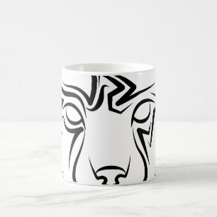 Black and White Tribal Lynx Coffee Mug