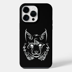 Black and White Tribal Lynx iPhone 14 Pro Max Case