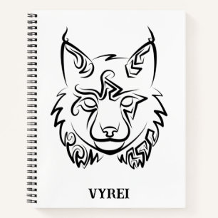 Black and White Tribal Lynx Notebook