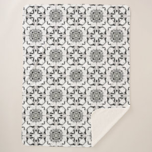 Black and White Tribal Modern Pattern Sherpa Blanket